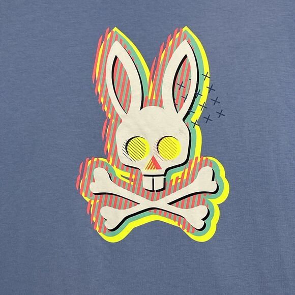 Psycho Bunny Gradient Logo Blue Tee Men’s XL *Bleach Stain* - Picture 2 of 10